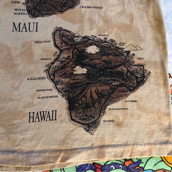 Vintage Single Stitch Hawaiian Islands Map T Shirt Mens Medium Made in USA - Picture 6 of 10